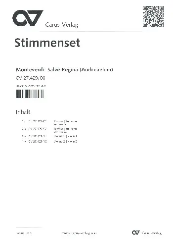 Neue Ware Salve regina SV283 für 2 Tenöre, 2 Violinen und Bc