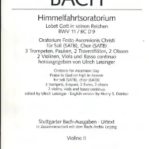 Abverkauf Lobet Gott in seinen Reichen Kantate Nr.11 BWV11