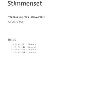 Ach wie nichtig ach wie flüchtig TWV1:38 für Soli, gem Chor und Orchester Geprüft