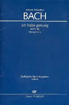 Nur Heute Ich habe genung (c-Moll mit Bass (Mezzosopran)) Kantate Nr.82 BWV82