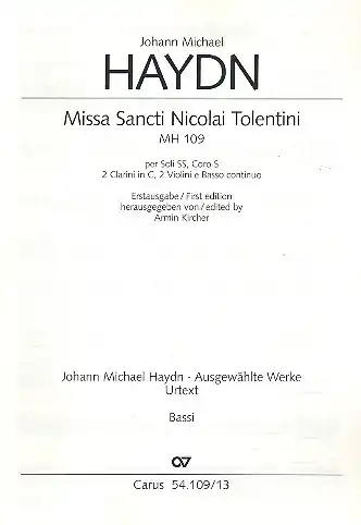 Angebot Missa Sancti Nicolai Tolentini MH109 für Soli, Frauenchor und Instrumente
