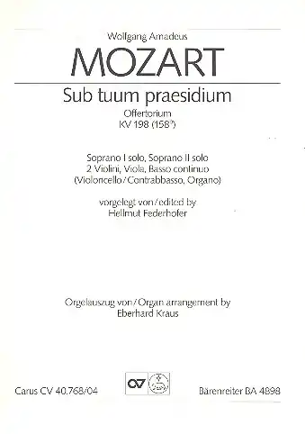 Sub tuum praesidium KV198 (KV158b) für 2 Soprane, Streicher und Bc Nur Für Kurze Zeit
