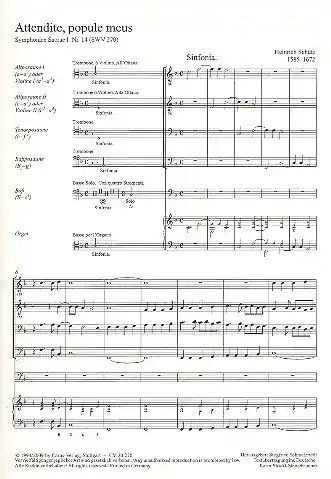 Attendite popule meus SWV270 für Bass, 4 Posaunen (AATB) und Orgel (2 Violinen ad lib) Sofort Bestellen