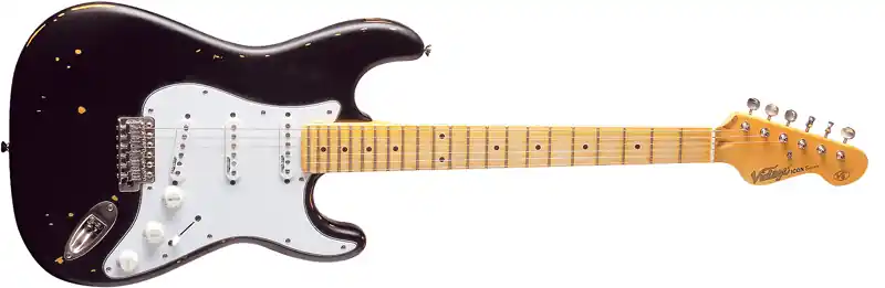 Vintage V6MRBK E-Gitarre Distressed Boulevard Black Letzte Chance