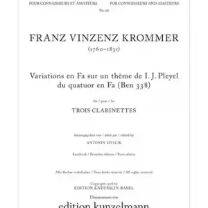 Variations fa majeur sur un theme de pleyel du quatuor en fa (ben338) pour 3 clarinettes Jetzt Bestellen