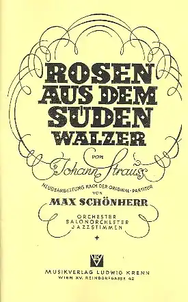 Rosen aus dem Süden op.388 für Salonorchester Schneller Versand