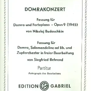 Abverkauf Konzert op.9 für Domra und Zupforchester mit Klavier