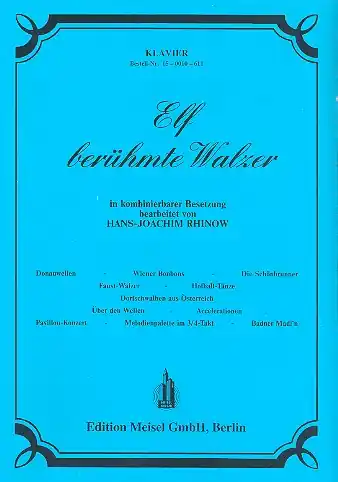 Schneller Versand 11 berühmte Walzer für Orchester in kombinierbarer Besetzung