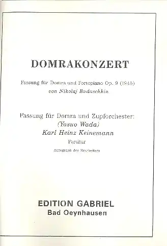 Ausverkauf Konzert B-Dur für Domra und Zupforchester