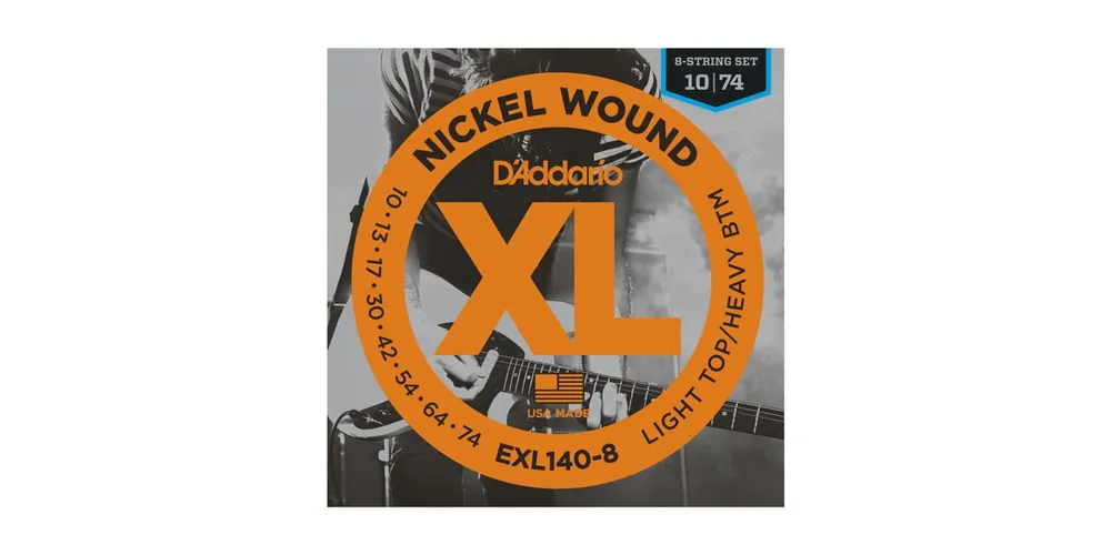 D'Addario EXL140-8 Nickel E-Gitarre 8-Saiter 010-074 Markenprodukt