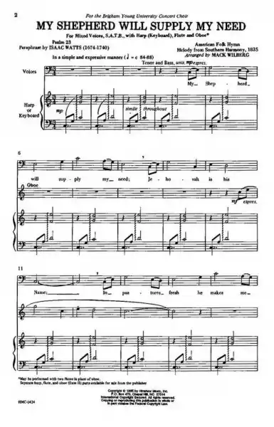 Direktkauf My Shepherd will supply my Need for mixed chorus and harp (keyboard), flute and oboe