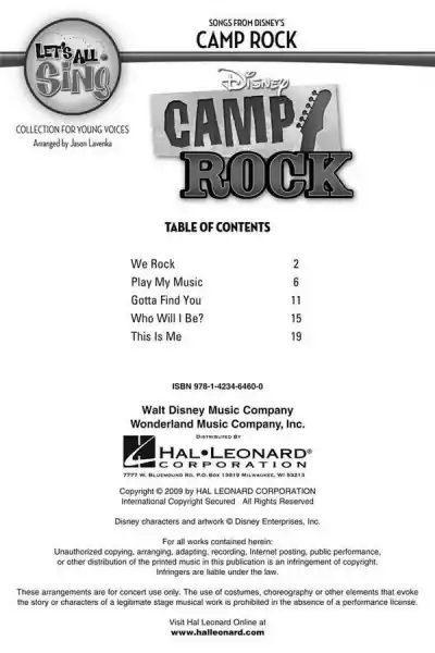 Sofort Bestellen Disney's Camp Rock for unison chorus and instruments