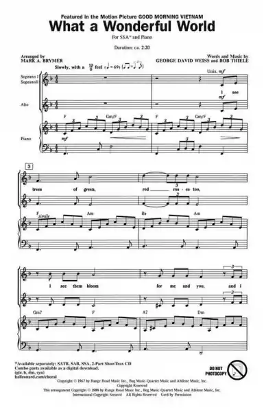 Kracherpreis What a wonderful World for female chorus (SSA) and piano