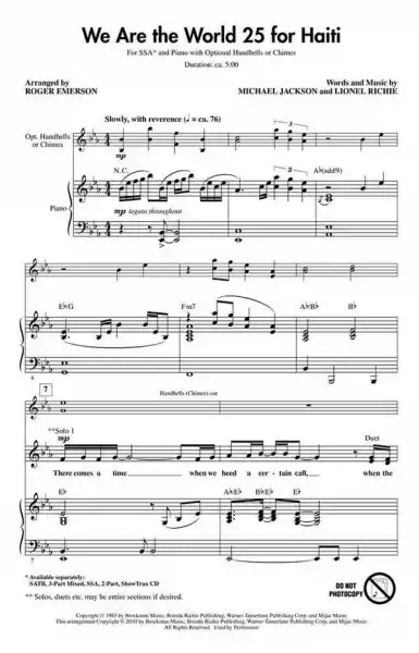 Meistverkauft We are the World - 25 for Haiti for female chorus and piano