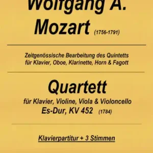Günstig Quartett Es-Dur KV452 für Klavier, Violine, Viola und Violoncello