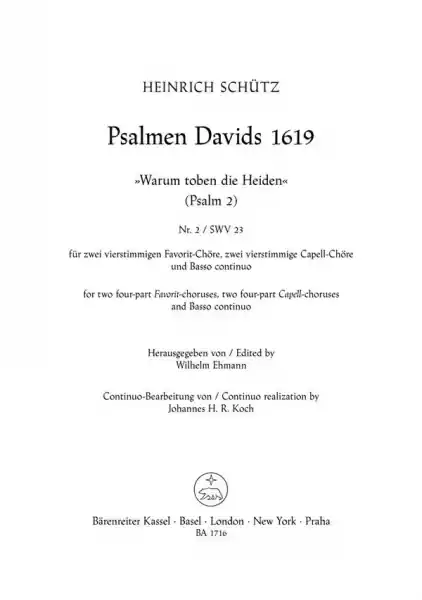 Warum toben die Heiden Psalm Nr.2 SWV23 für 2 4stg. Favorit-Chöre, 2 4stg. Capell-Chöre Top-Seller