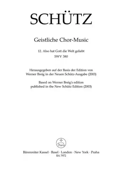 Schnäppchen Also hat Gott die Welt geliebt SWV380 für gem Chor und Bc