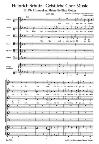 Expressversand Die Himmel erzählen die Ehre Gottes SWV386 für gem Chor und Bc