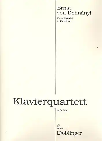 Quartett fis-Moll für Violine, Viola, Violoncello und Klavier Abverkauf