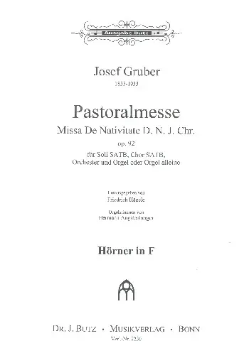 Sonderaktion Pastoralmesse op.92 für Soli, gem Chor und Orgel (Orchester ad lib)