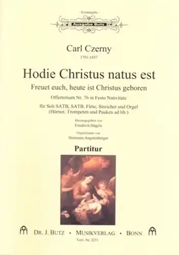 Sichere Zahlung Hodie Christus natus est für Soli, gem Chor Flöte, Streicher und Orgel (Hrn/Trp/Pk ad lib)