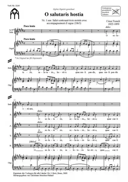 O salutaris hostia für Sopran, gem Chor und Orgel Mega-Angebot