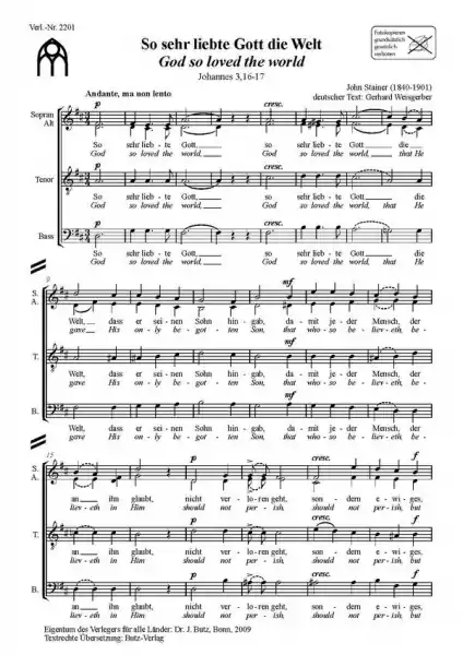 So sehr liebte Gott die Welt für gem Chor a cappella Gratis Versand