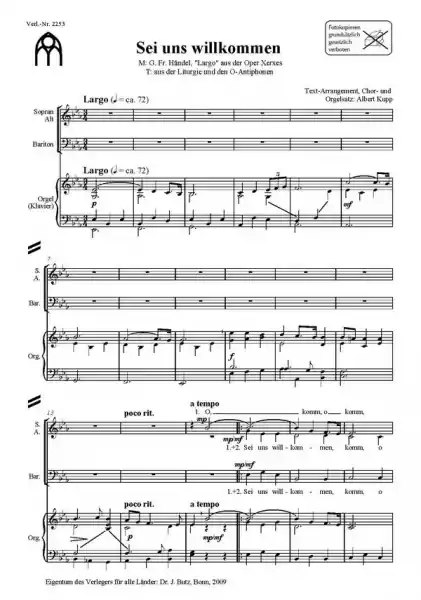 Bestpreis Sei uns willkommen für gem Chor, 2 Trompeten und 2 Posaunen (Orgel)
