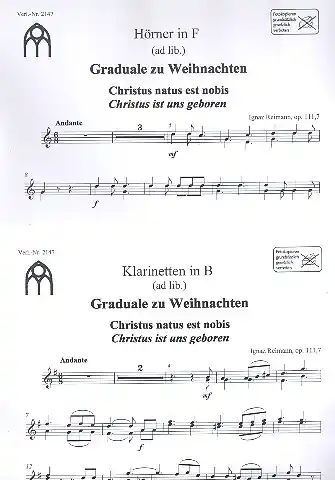 Neue Kollektion 2 Weihnachtsgradualien für gem Chor, Streicher und Orgel (Orgel solo ad lib.)