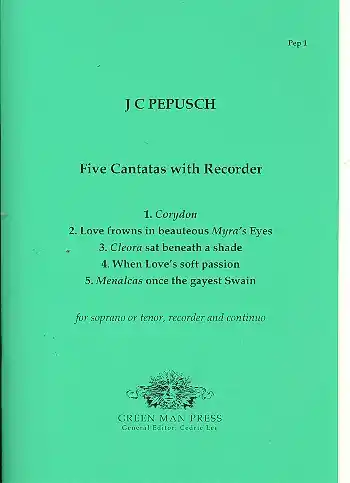Ausverkauf 5 cantatas with recorder for soprano (tenor), recorder and bc, parts