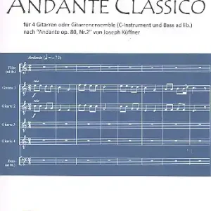 Andante classico für 4 Gitarren (Ensemble) (C-Instrument und Bass ad lib) Saisonangebot