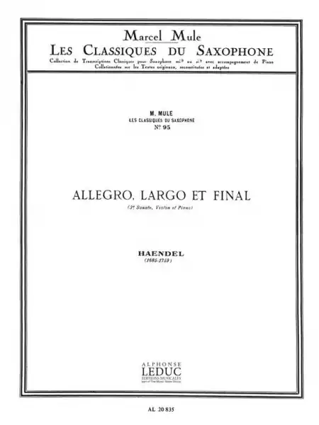 Allegro Largo et Finale de sonate no.3 pour violon et piano Echt