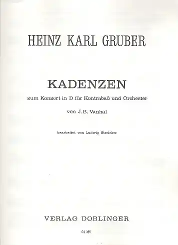Jetzt Bestellen Kadenzen zum Kontrabaßkonzert D-dur