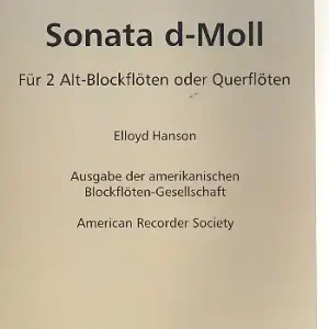 Begrenztes Angebot Sonate d-Moll für 2 Altblockflöten (Flöten)