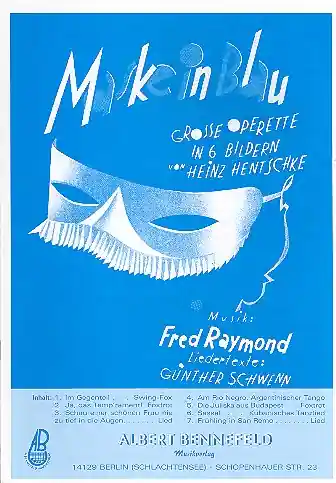 Maske in Blau Album für Gesang und Klavier Meistverkauft