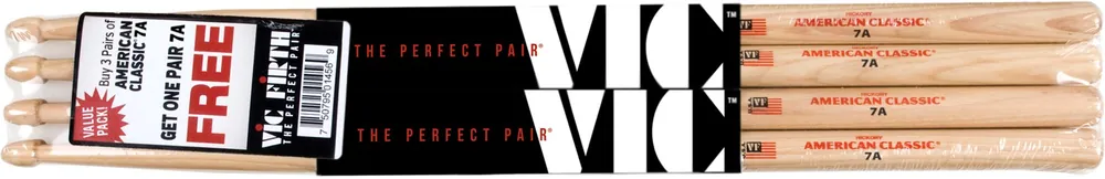 Vic Firth VFP7A3-7A Value Pack 3 Paar 7A, 1 Paar 7A gratis Top-Seller