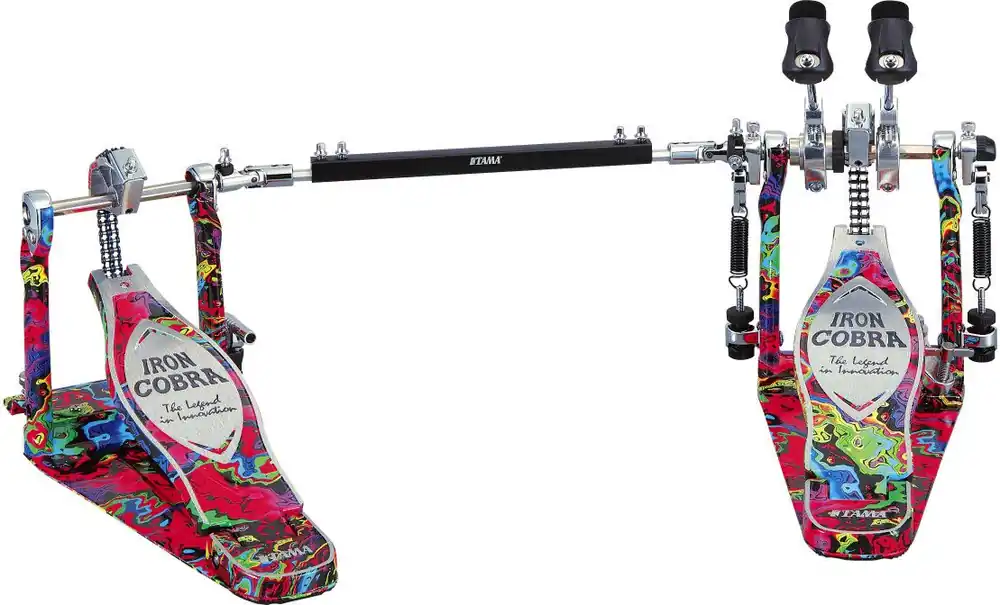 Rabatt Tama HP900PWMPR Iron Cobra Power Glide Twin Pedal - Marble Psychedelic Rainbow Finish