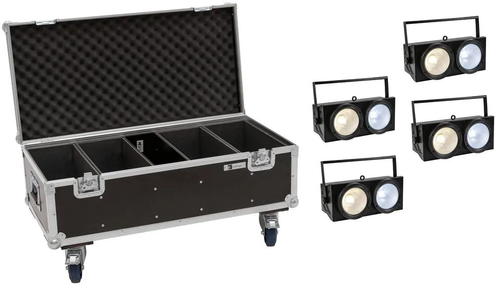 Begrenztes Angebot EUROLITE 4x Audience Blinder 2x100W LED COB CW/WW + Case