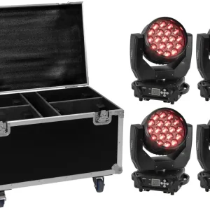 Billig EUROLITE Set 4x LED TMH-X4 + Case mit Rollen
