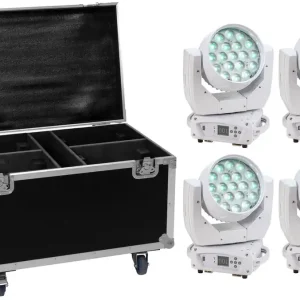 EUROLITE Set 4x LED TMH-X4 weiß + Case mit Rollen Sonderangebot