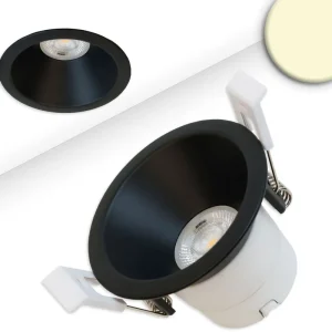 Expressversand ISOLED LED Einbaustrahler BACK60-68, schwarz matt, rund, 5W, CRI90, 2700K, rückversetzt, UGR