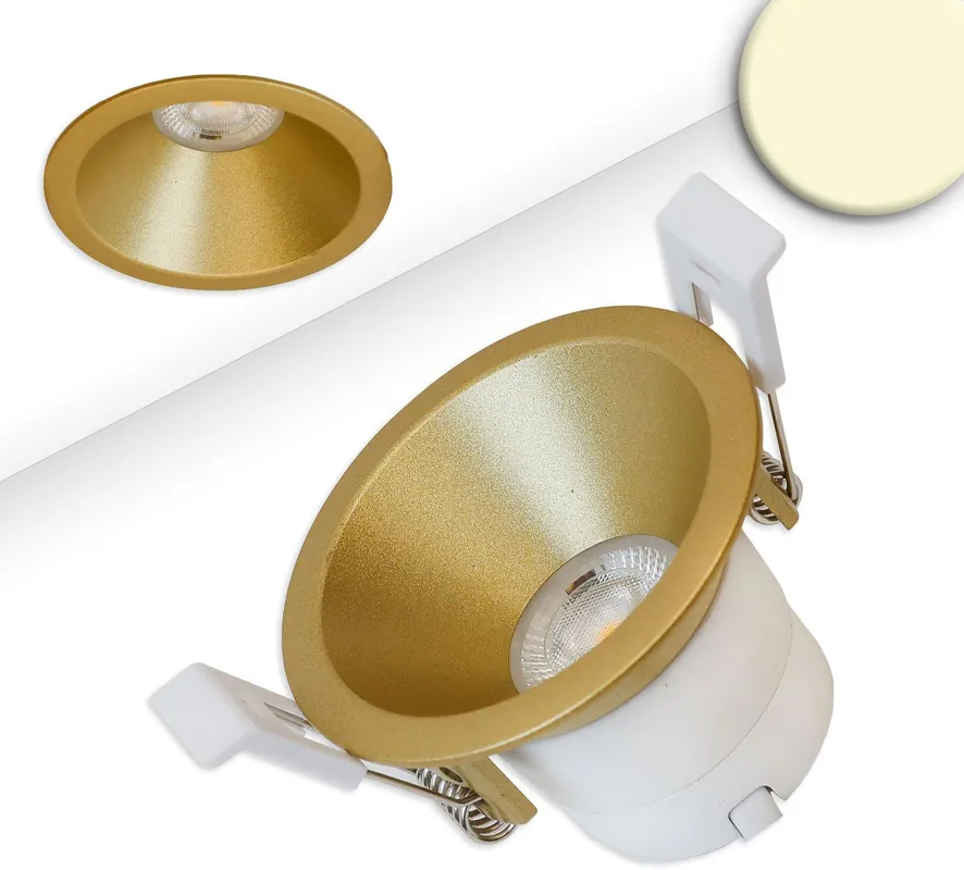 ISOLED LED Einbaustrahler BACK60-68, gold, rund, 5W, CRI90, 2700K, rückversetzt, UGR Knallerangebot