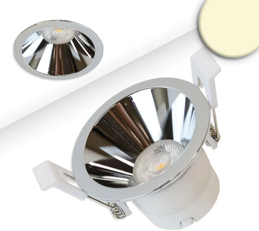 Neu Im Sortiment ISOLED LED Einbaustrahler BACK60-68, alu glänzend, rund, 5W, CRI90, 2700K, rückversetzt, UGR