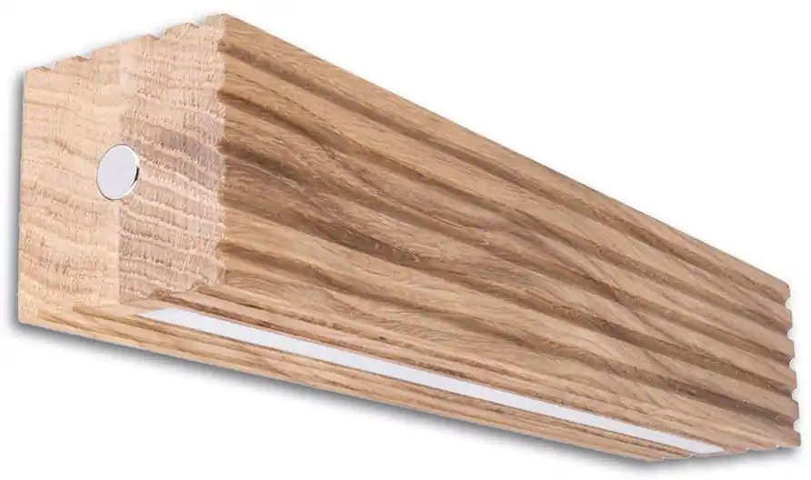 ISOLED LED Wandleuchte RIFFL Up&Down, 38cm, 12W, Eiche geölt, nickel, 3000K, Touch-dimmbar Nur Für Kurze Zeit