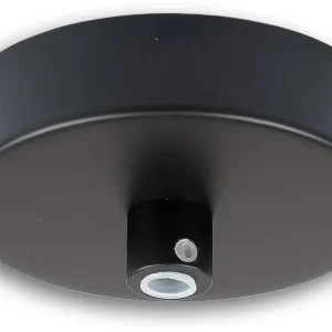 Billig ISOLED Deckenbaldachin rund, schwarz, für Kabel mit bis zu max. 9,8mm Manteldurchm.