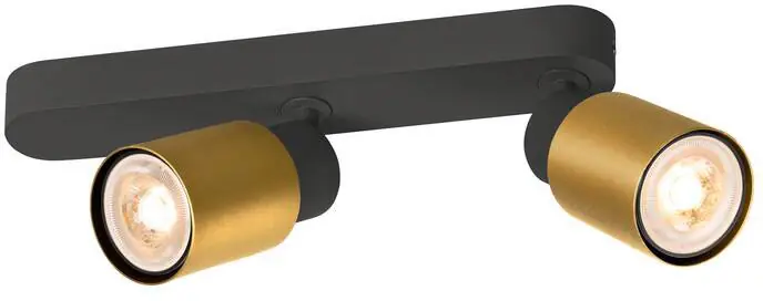 Preis Gesenkt SLV PURI 2.0 Tube, Wand- und Deckenaufbauleuchte, asymmetrisch, 2 x max. 6W GU10, schwarz / gold