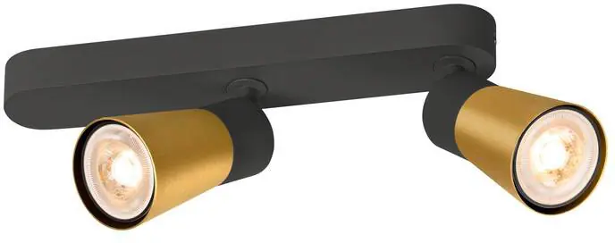 SLV PURI 2.0 Cone, Wand- und Deckenaufbauleuchte, asymmetrisch, 2 x max. 6W GU10, schwarz / gold Schnäppchen