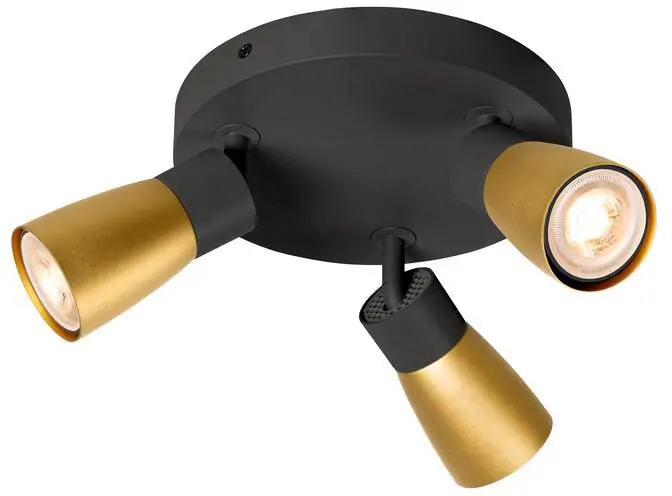 Online Kaufen SLV PURI 2.0 Dome, Wand- und Deckenaufbauleuchte, rund, 3 x max. 6W GU10, schwarz / gold