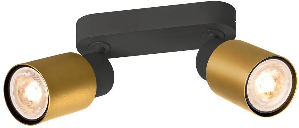 SLV PURI 2.0 Tube, Wand- und Deckenaufbauleuchte, long, 2 x max. 6W GU10, schwarz / gold Begrenztes Angebot