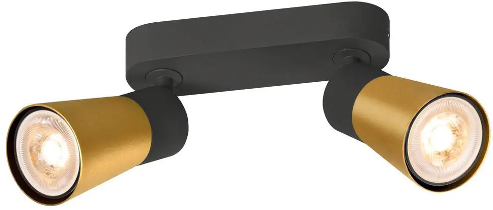 Echt SLV PURI 2.0 Cone, Wand- und Deckenaufbauleuchte, long, 2 x max. 6W GU10, schwarz / gold